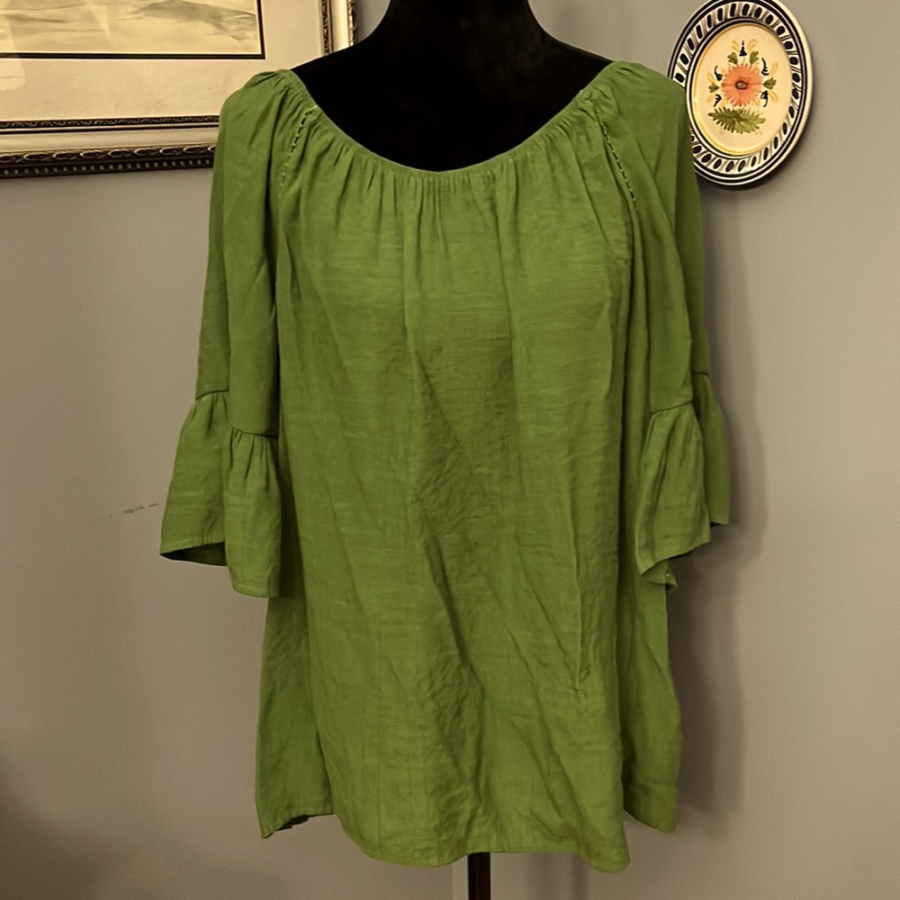 Green Crepe Poets Top
